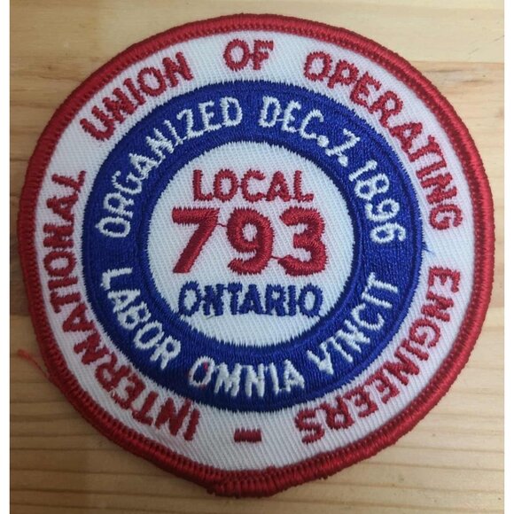 "International Union of Operating Engineers Patch Local 793 Ontario Vintage Embr - Picture 1 of 2
